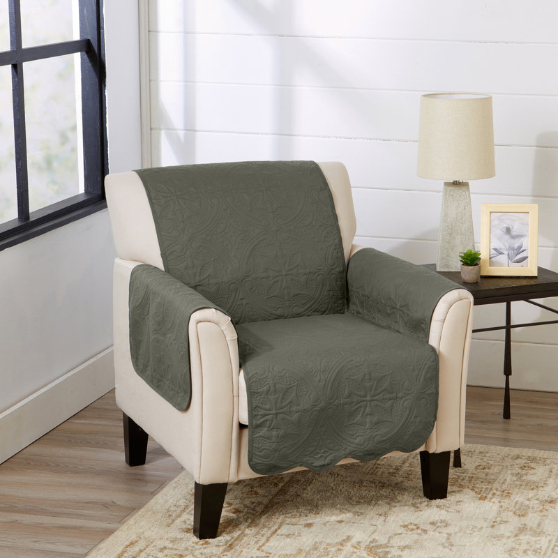 Housse réversible pour chaise de médaillon Medallion, Vert sauge / gris clair