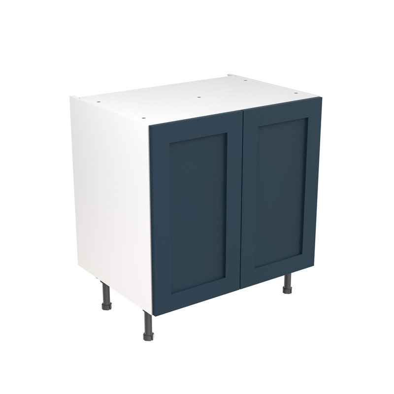 KitchenKit Flatpack Shaker Ultra Matt Base Unit, 87cm H x 80cm W x 57cm D, Indigo Blue