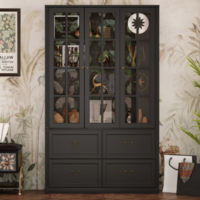 78.7'' H x 47.2'' W Solid + Manufactured Wood Display Case