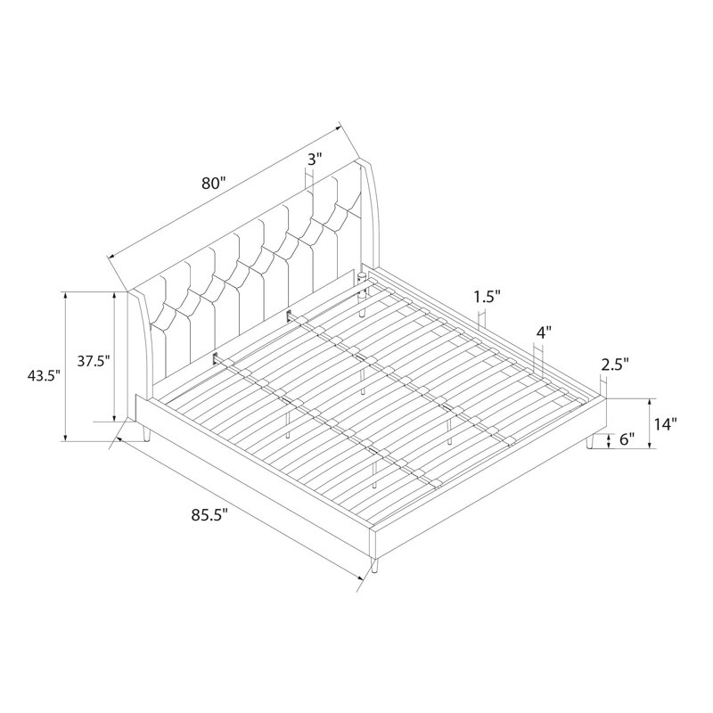 Her Majesty Velvet King Platform Bed, Black