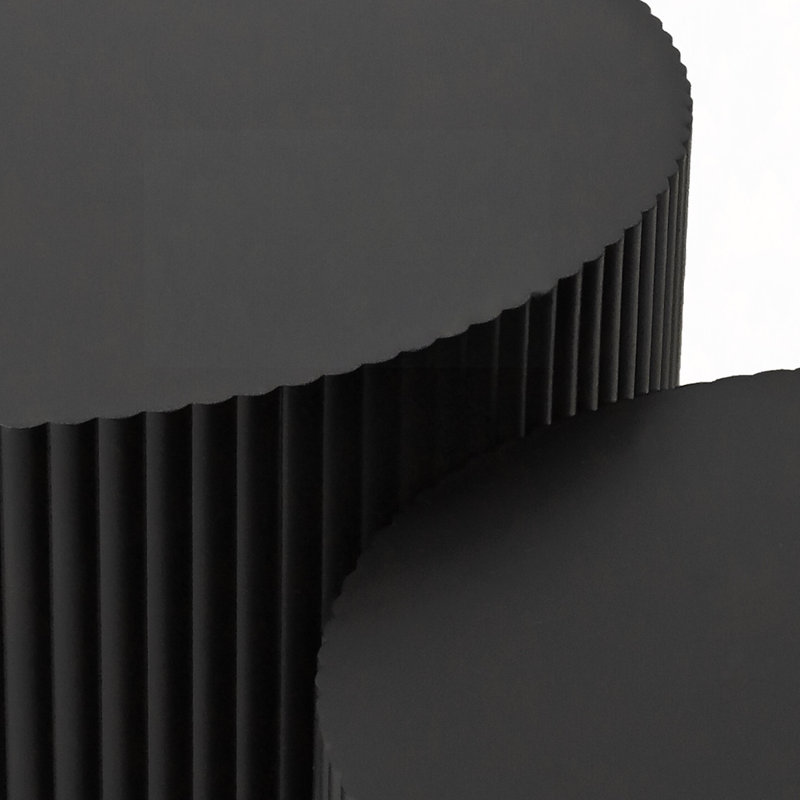 Ensemble de table basse gigogne à rayures Wave pour salon, chambre à coucher (ensemble de 2 pièces), Noir