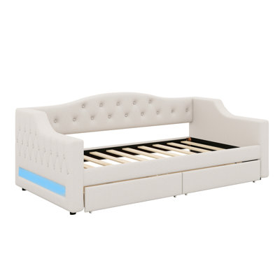 Upholstered Daybed With LED Belt And 2 Drawers