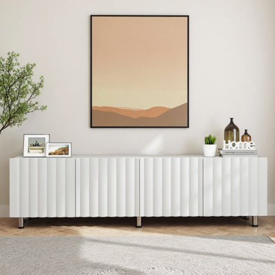 Meuble télé élégant pour téléviseur de 65 pouces et plus - Meuble audio-vidéo moderne avec rangement et 2 tiroirs