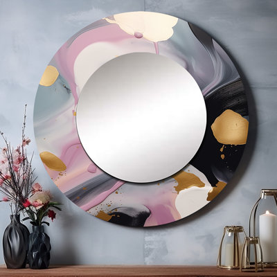 Quasean rose et or mystérieux marbre IV - miroir mural en marbre