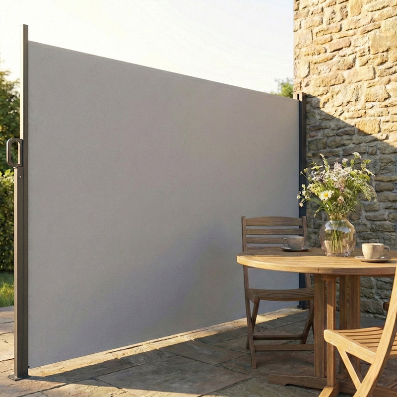 Auvent rétractable latéral, écran d'intimité extérieur 165 po x 73 po, gris, Gris