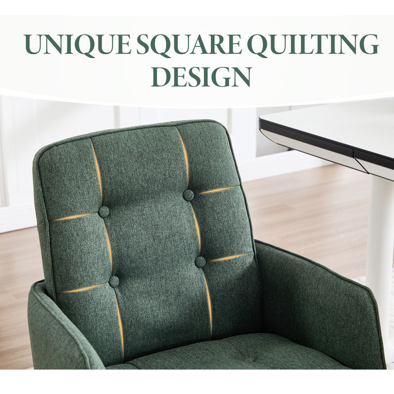 Adjustable Height Office Chair Swivel Desk Chair with Silent Casters Easy Assembly Modern Computer Chair, Green