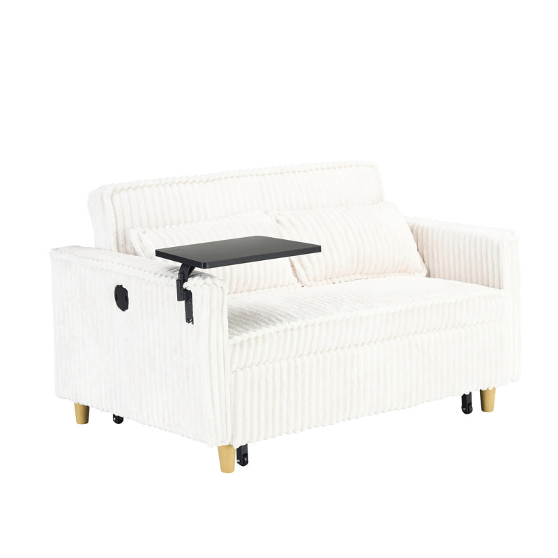 Velours côtelé beige avec table mobile et port de charge, répondant à un style de vie moderne qui répond à vos divers besoins