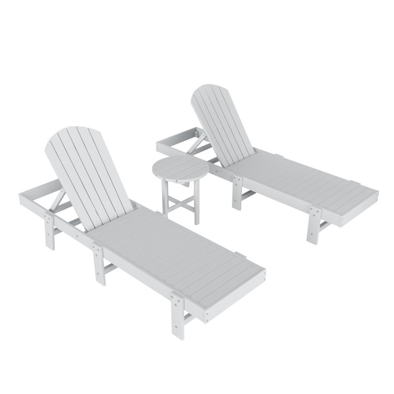 Altura Outdoor Chaise Lounge with Table, White