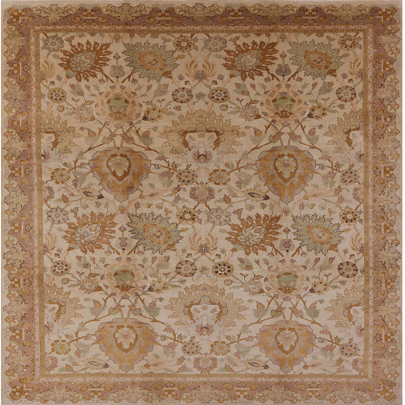 Tapis oriental brun / beige Caviness, Carré 5 pi