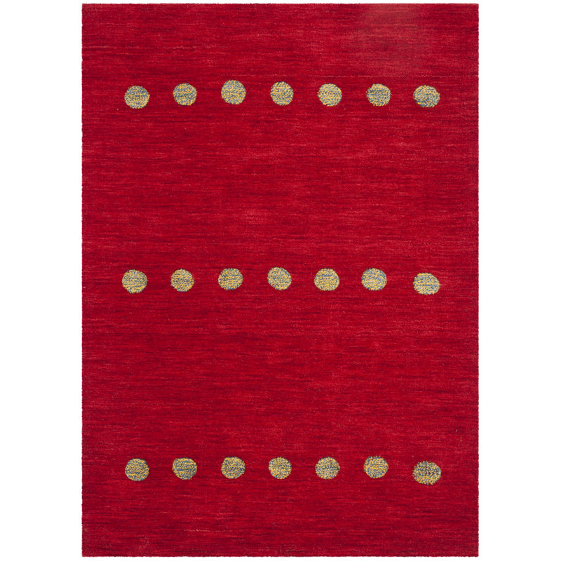 Tapis rouge en laine tissé à la main Pixley, Rectangle 8 pi x 10 pi