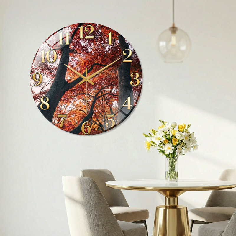 Horloge murale décorative d'automne, 60 x 60 cm (23,6 x 23,6 pouces)