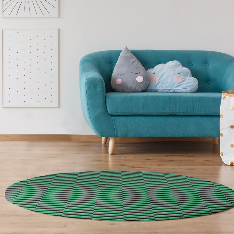 Tapis noir/vert sea rayures, Rectangle 2 pi x 3 pi
