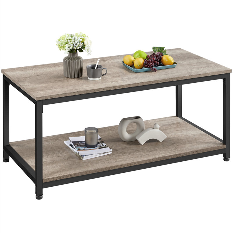 Floor Shelf Coffee Table with Storage, Gray