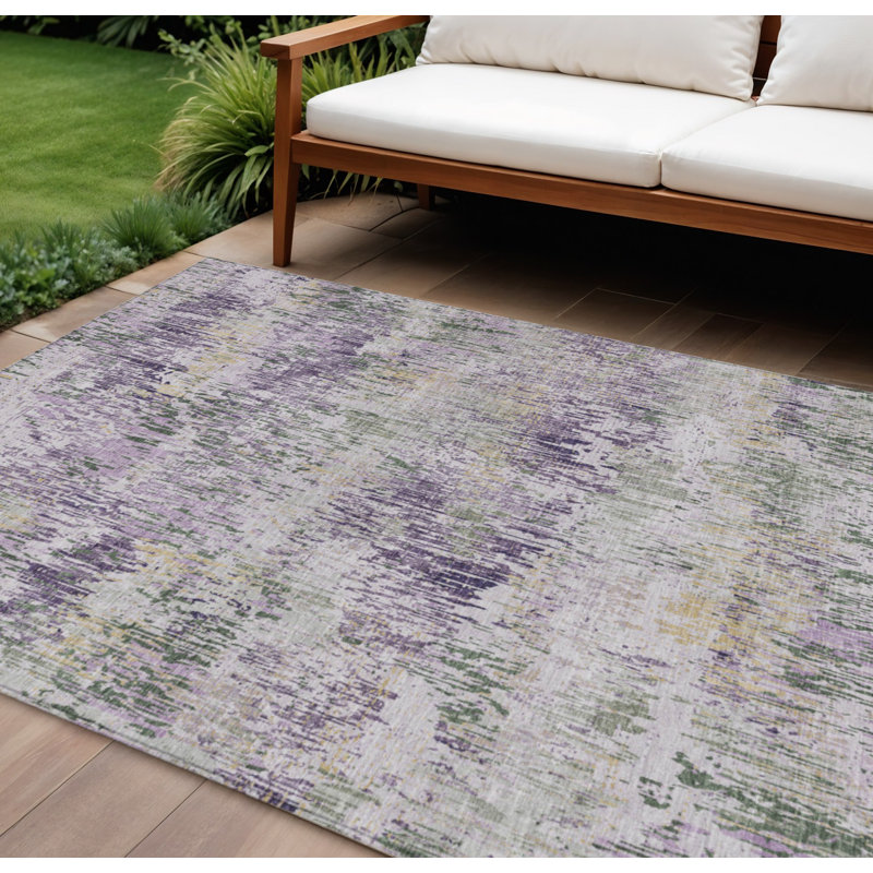 Tapis lavable à rayures 10 po x 14 po lavande et mauve pour l'extérieur
