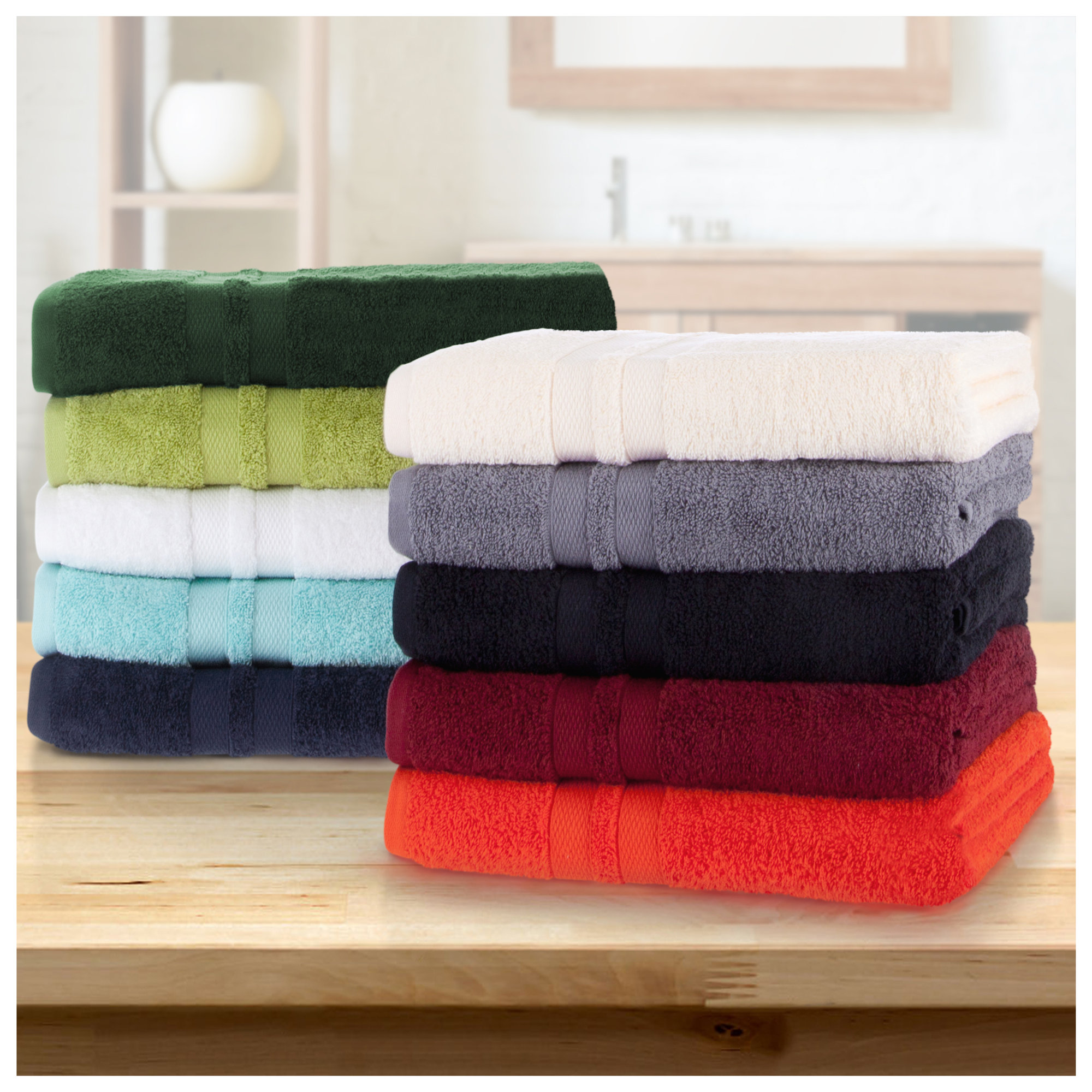 Winthrop Cotton Quick-Drying Solid Bath Towel Set, Charcoal
