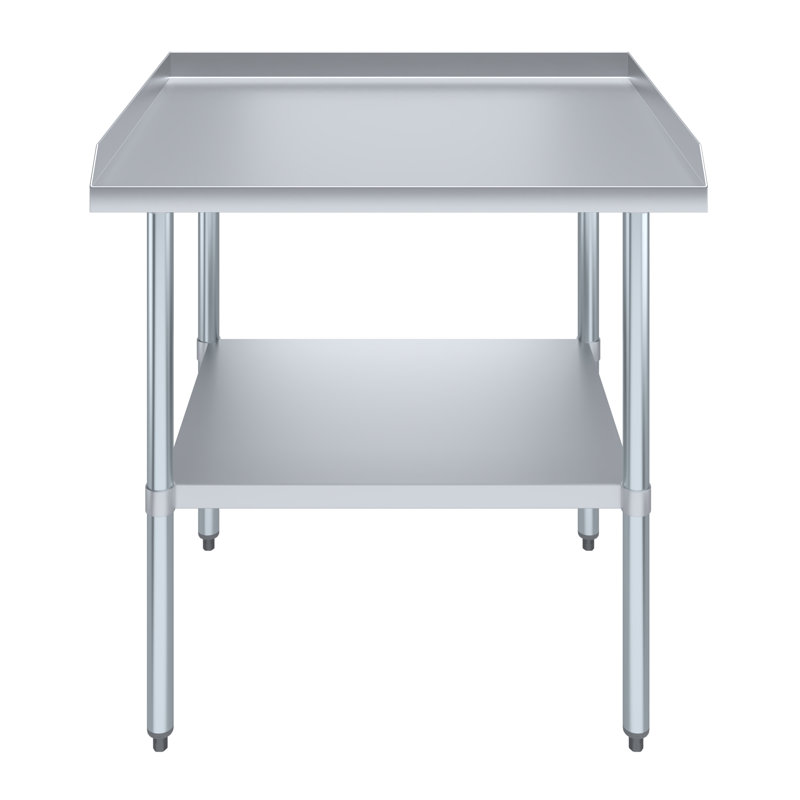 Commercial Metal Table with Backsplash and Sidesplashes, 35.00" H x 36.00" W x 30.00" D