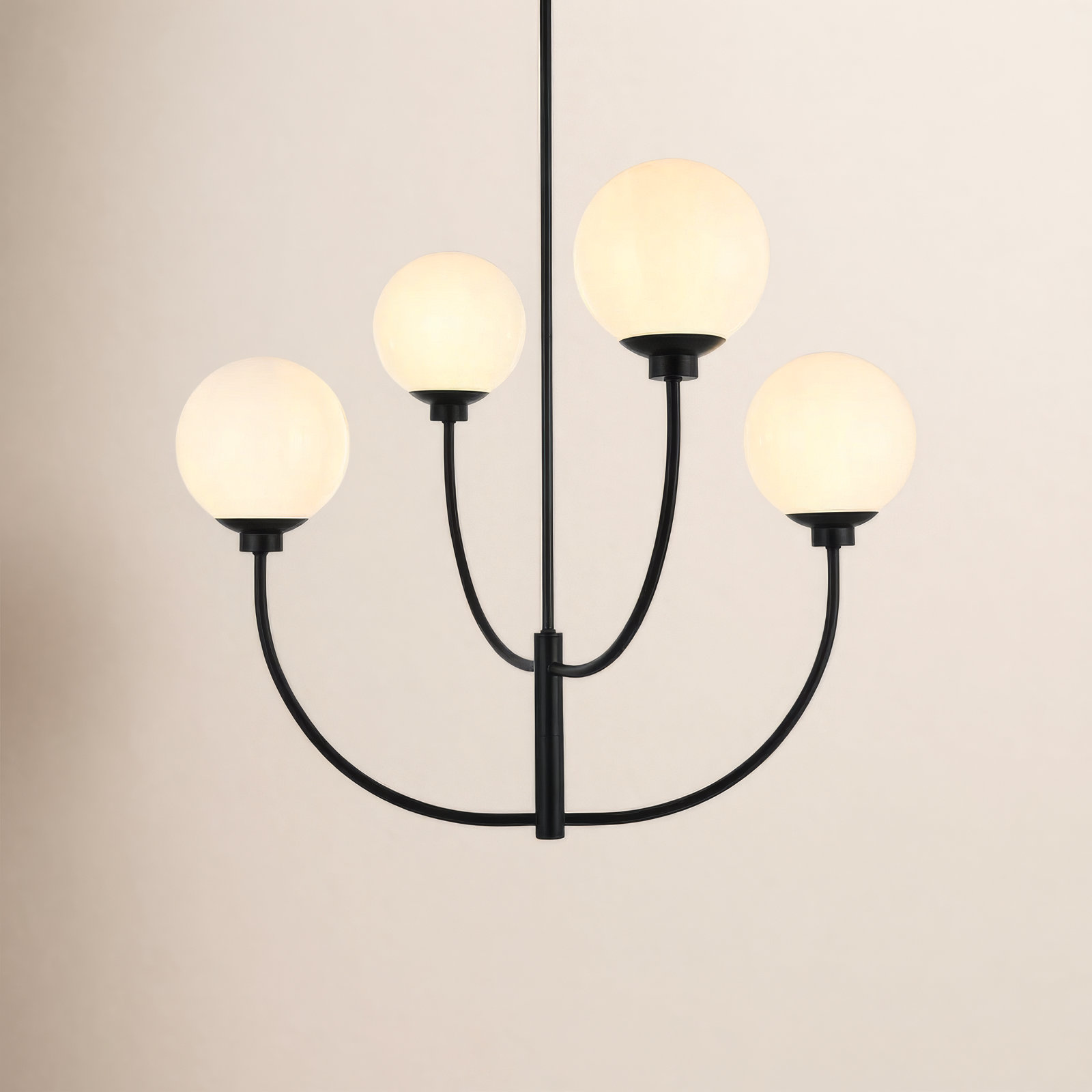 Kyle 4-Light Chandelier, Black, 25" H x 30" W x 30" D