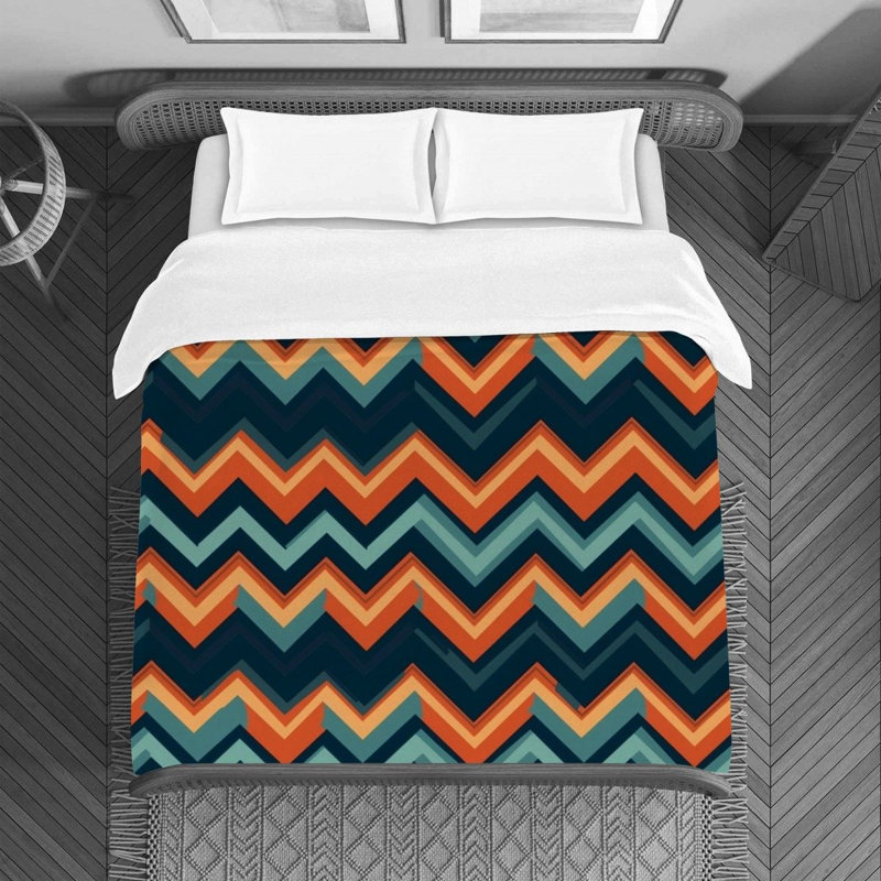 Polyester Chevron / Zig Zag Duvet Cover, Twin Duvet Cover