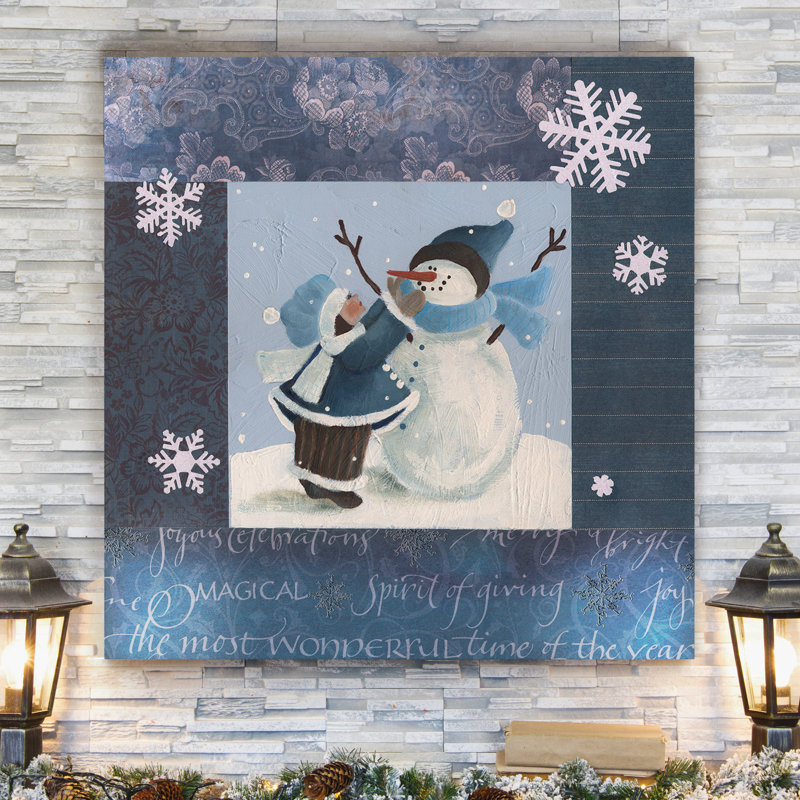 « magique bonhomme de neige », impression sur toile tendue, H 16 po x l 16 po x P 1 po