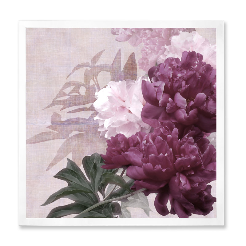 Rétro fleurs mauves et roses I - reproduction de photo sur toile, H 16 po x l 16 po x P 1 po, Blanc