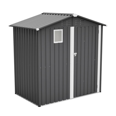Metal Outdoor Storage Shed 6FT X 4FT, Steel Utility Tool Shed Storage House , Metal Sheds Outdoor Storage For Backyard Garden Patio Lawn (6' X 4'),Gray