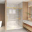 Porte de douche coulissante sans cadre H 50 à 54 po x 76 po, verre trempé transparent de 5/16 po (8 mm), cadre en acier inoxydable, or brossé