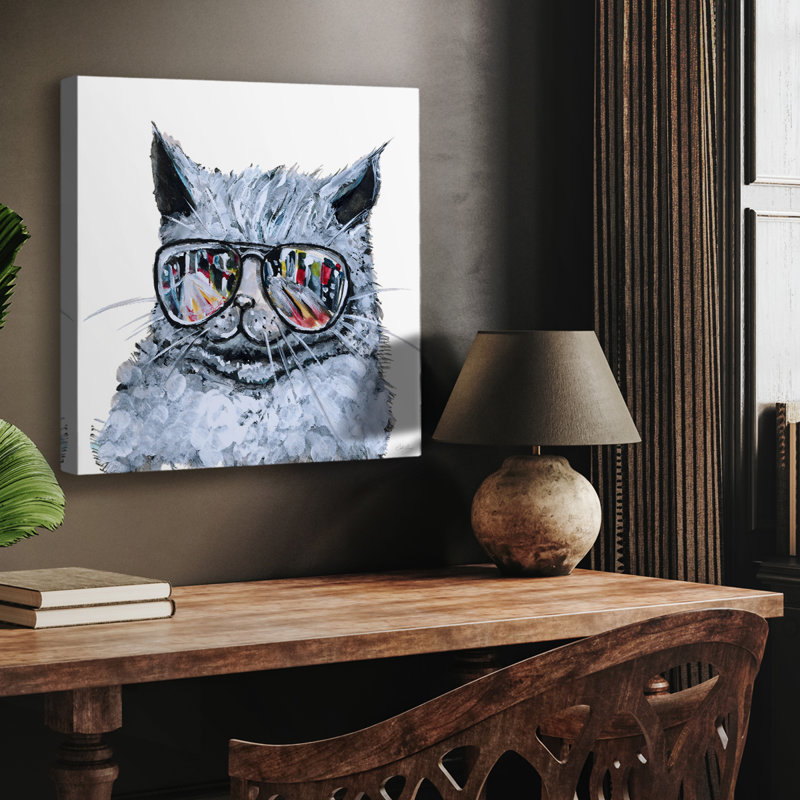 Kitty With Shades -Custom Wrapped Gallery Cavas