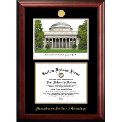 NCAA MIT Gold Embossed Diploma with Campus Images Lithograph Frame
