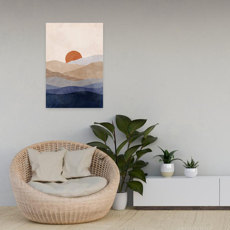 Art contemporain contemporain, paysage côtier moderne abstrait, H 24 po x l 16 po