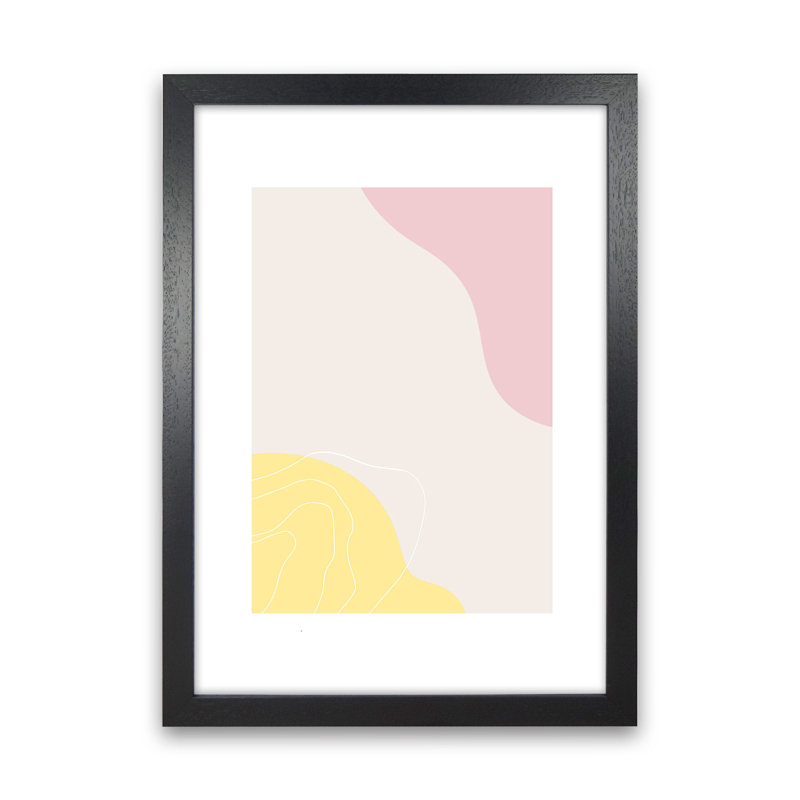 Mila Pink Abstract N18 by Pixy Paper - Print, 42cm H x 29.7cm W x 3cm D, Black Framed