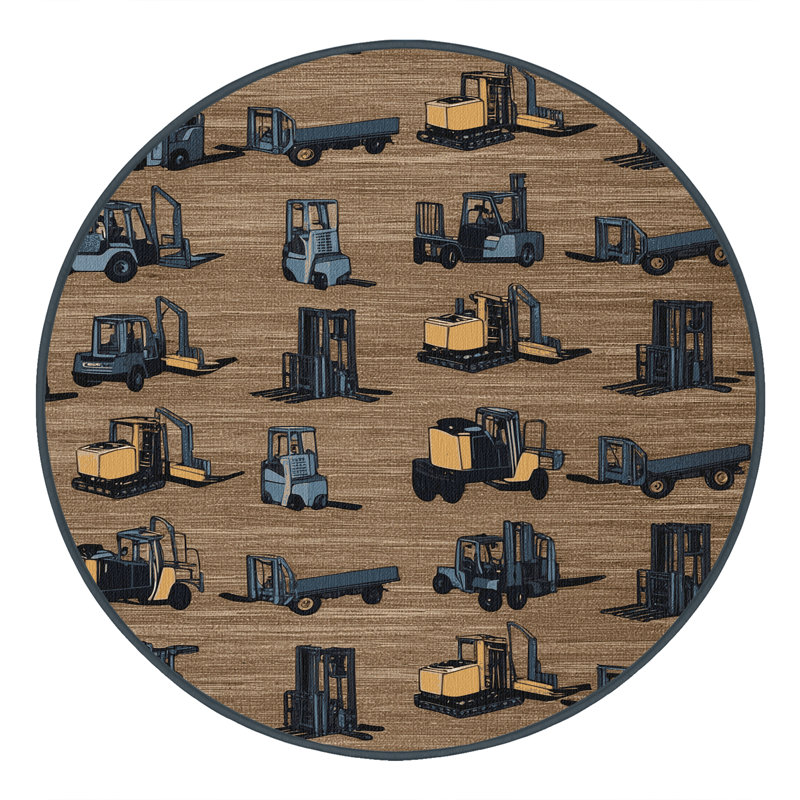 Machine Washable Transportation Brown Area Rug