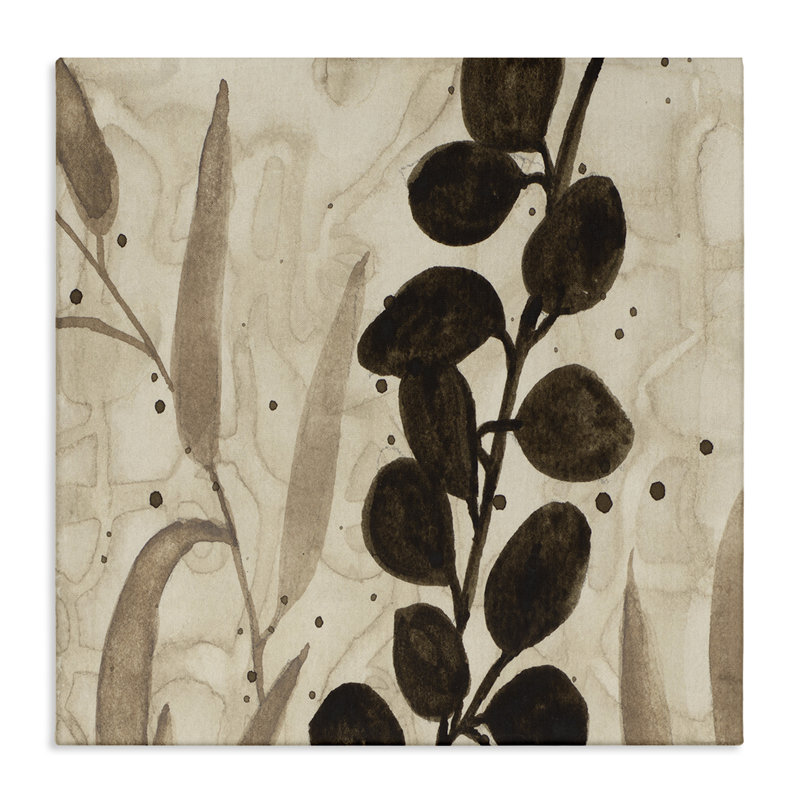 Toile asymétrique à feuilles naturelles, design par Krinlox, H 36 po x l 36 po