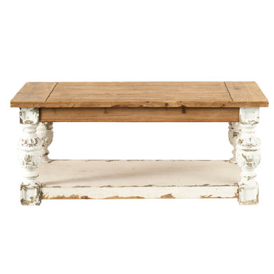 Table basse en bois, 47,2 x 27,6 x 19,7 po, design champêtre français, tablette inférieure spacieuse de 47,2 x 27,6 x 19,7 pouces, bois naturel, rangement