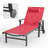 Outdoor Patio Adjustale Chaise Lounge Chair With Wheels And Armrests-783851875