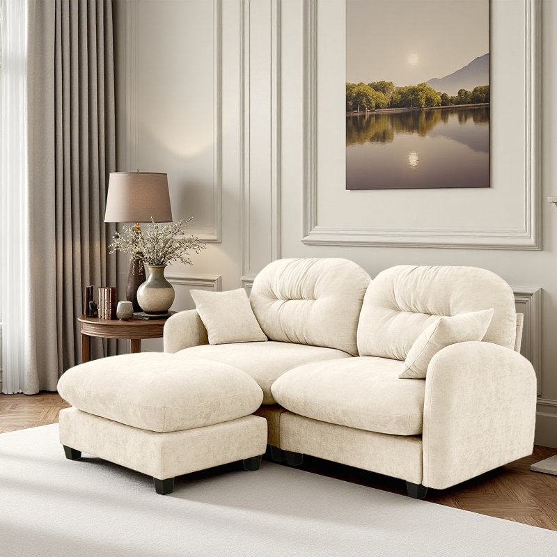Cloud Sectional L-shaped Couch With Ottoman,soft Chenille Fabric, High-density Foam,fits Bedrooms Living Rooms Reading Nooks