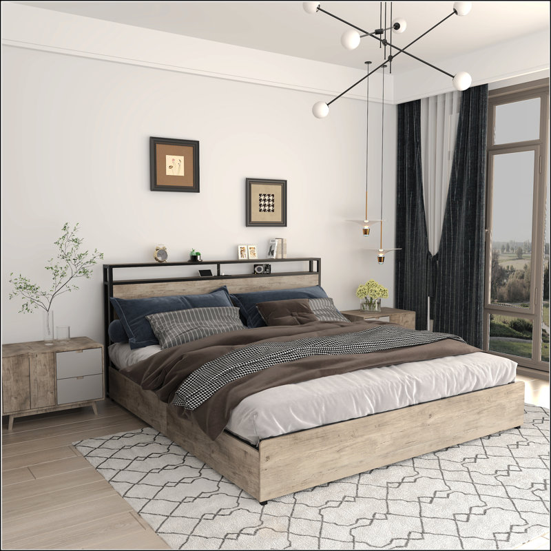 Full Bed Frame, Gray Wash, Full