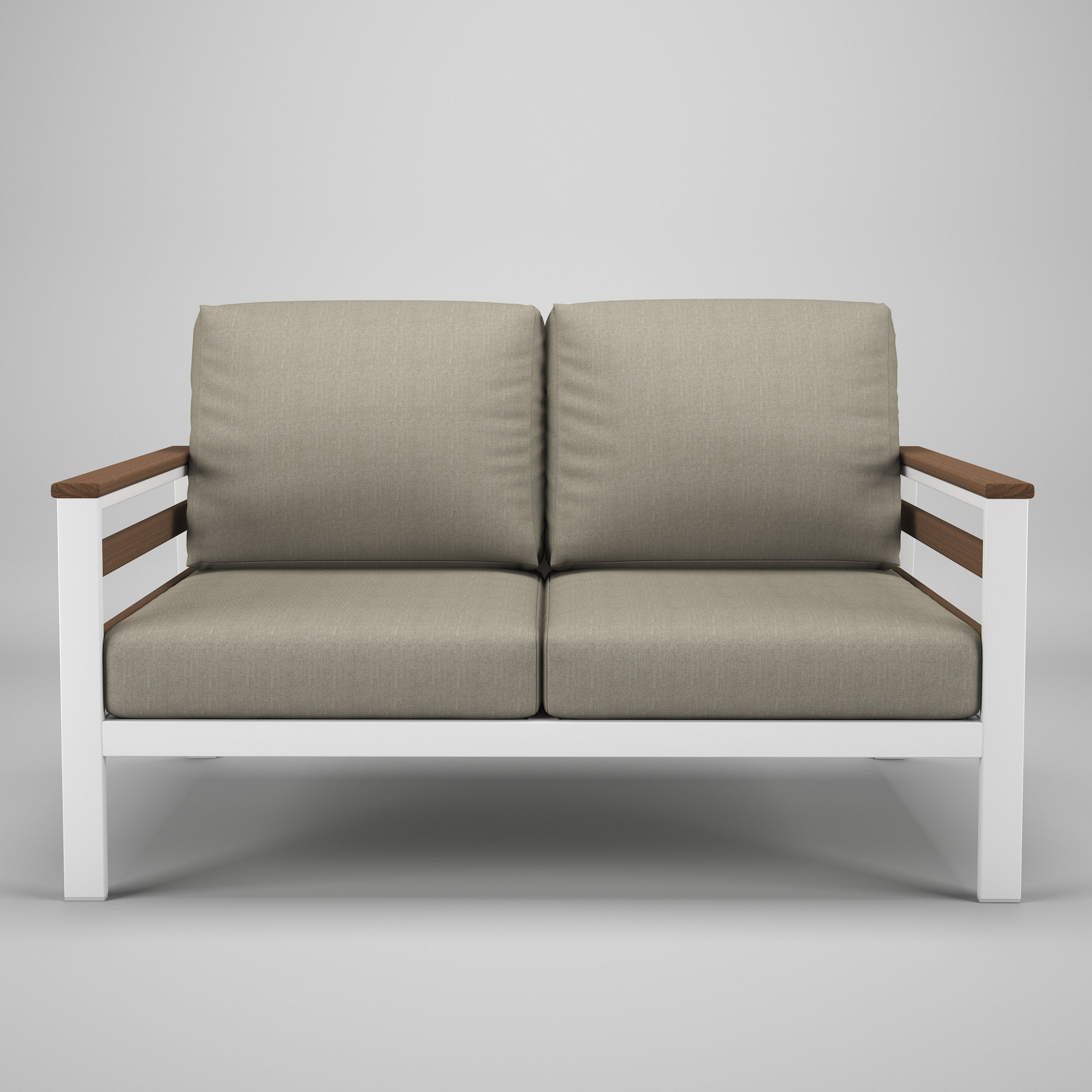 Townsend Metal Outdoor Loveseat With Sunbrella Cushion, Spectrum Dove