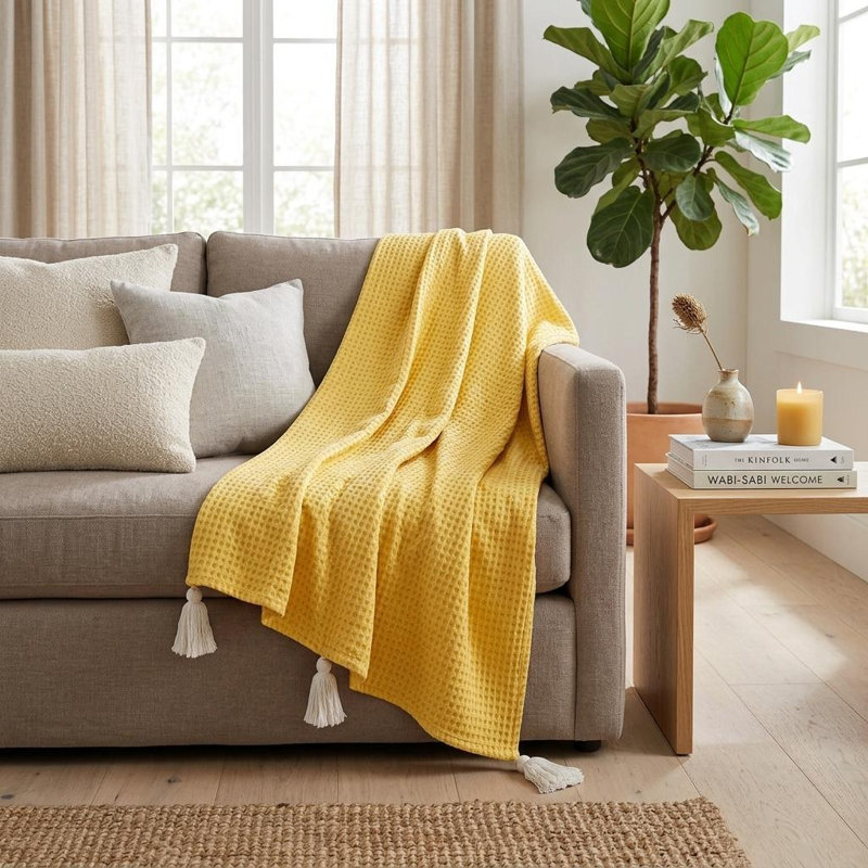 Sunny Yellow Cotton Throw 50" x 60"