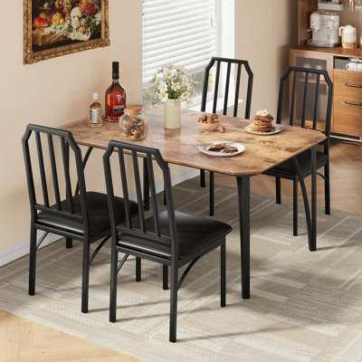 Kitchen Dining Table Set Chamfer Design, 5 Piece Dining Room Set With Cushion Seats by 17 Stories