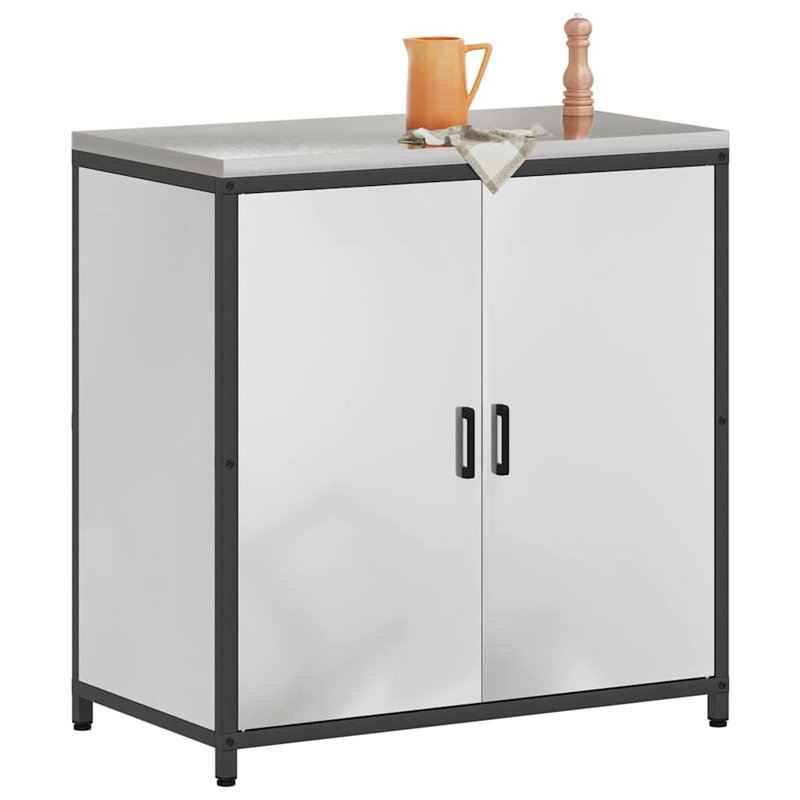  Kitchen Storage Cabinet With Shelf Silver Galvanised Steel