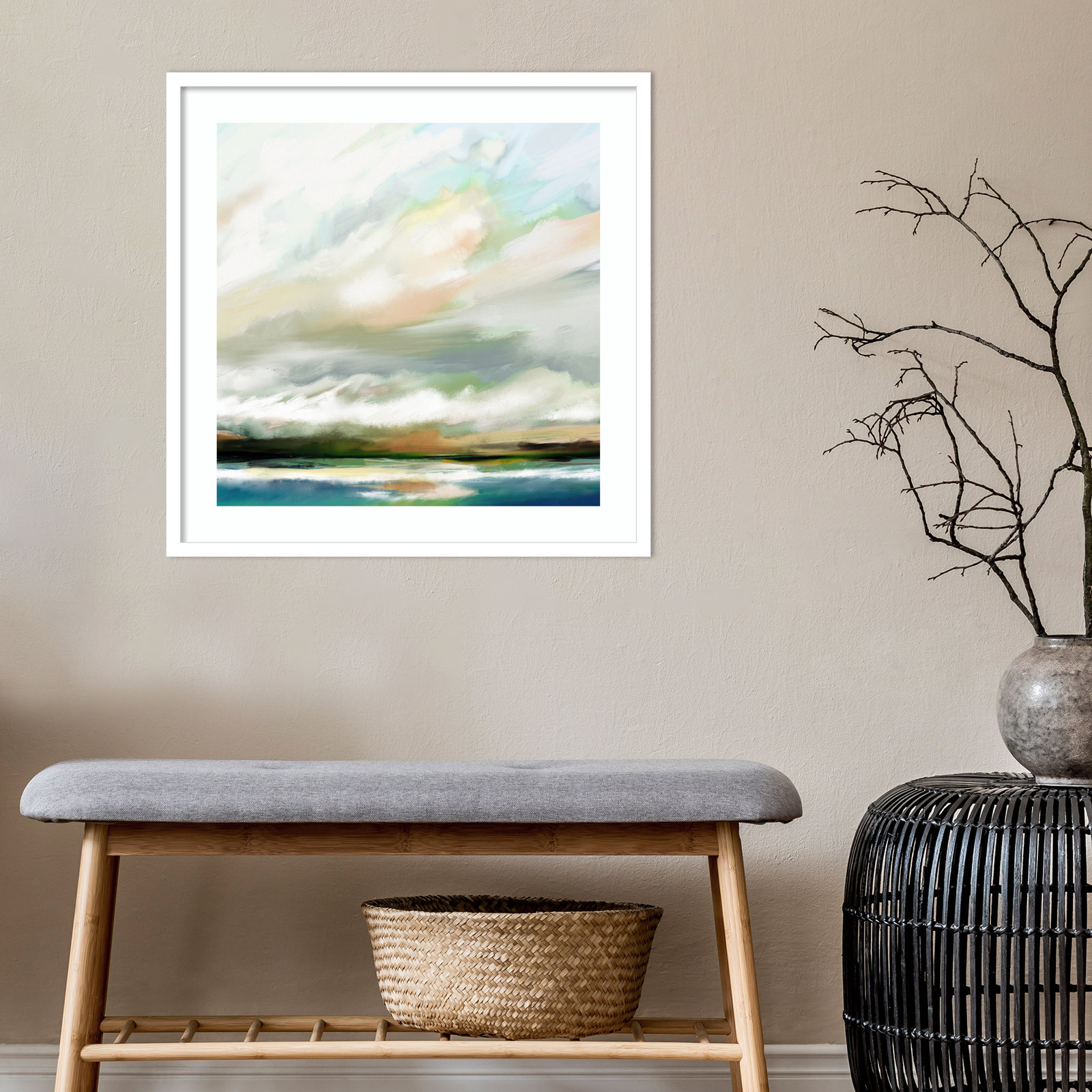 Sunday Morning by Mary Sparrow, Framed Print, 33" H x 33" W, White