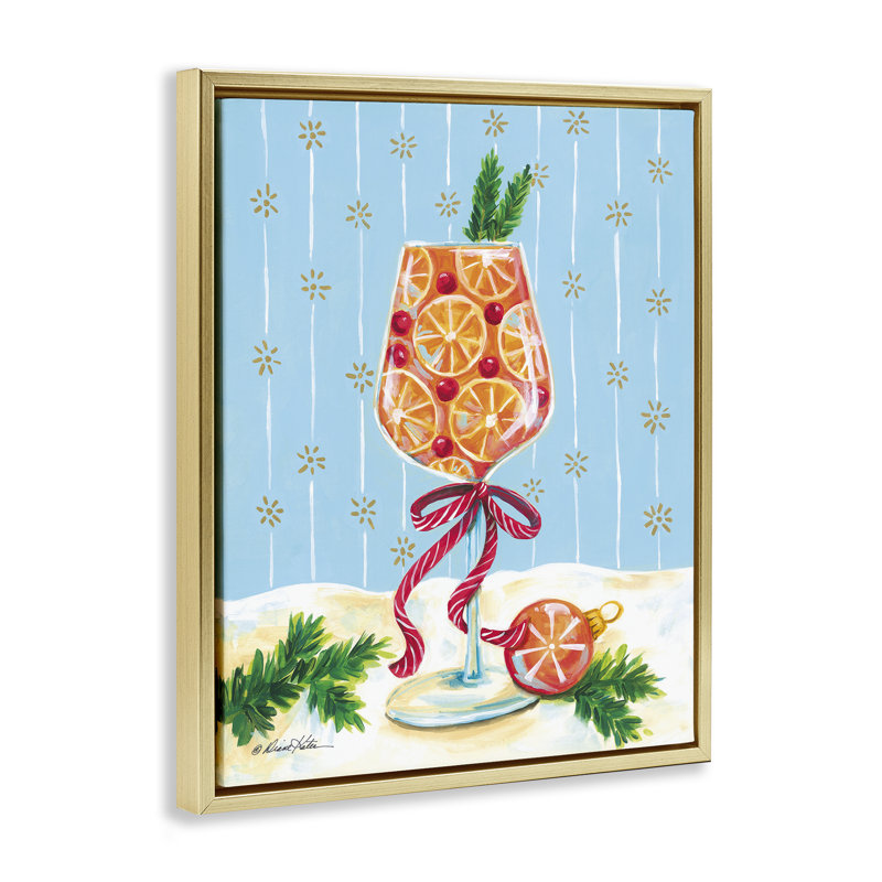 Cadre flottant Festive Fruit Cocktail, design par Diane Kater, H 31 po x l 25 po, Cadre flottant métallique doré