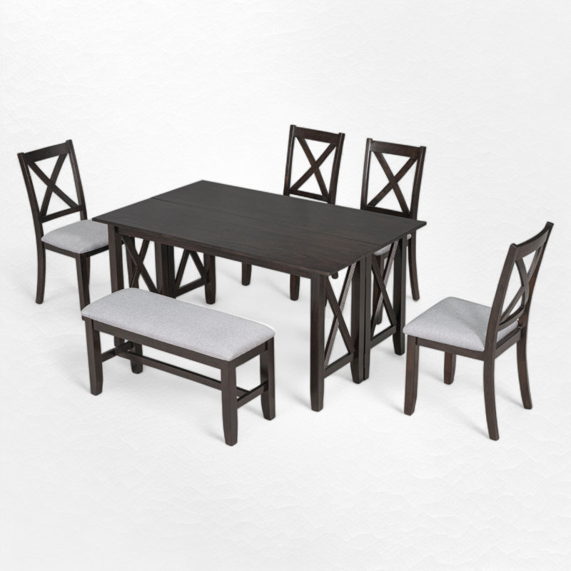 Ruudi 6 - Person Dining Set, Espresso, Espresso/Gray