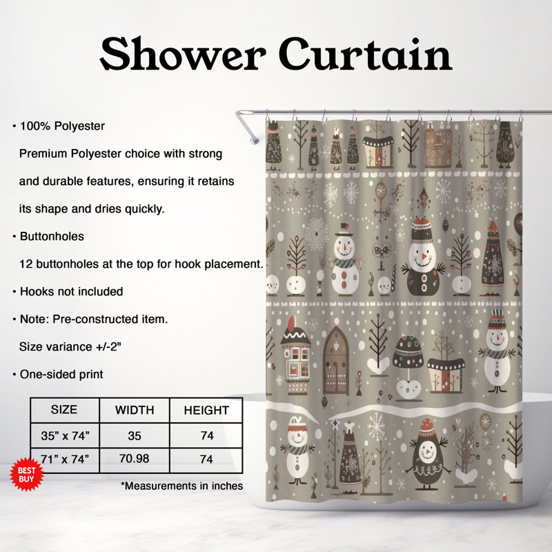 Rideau de douche Premium, H 74 po x l 71 po