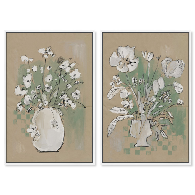 Spring Energy Set Set by Oliver Gal, White Floater Frame, 11"H x 16"W