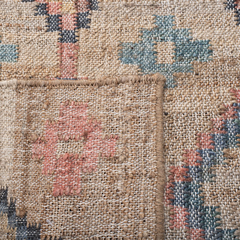 Heyman Hand Loomed Jute, Cotton Geometric Rug, Round 5'