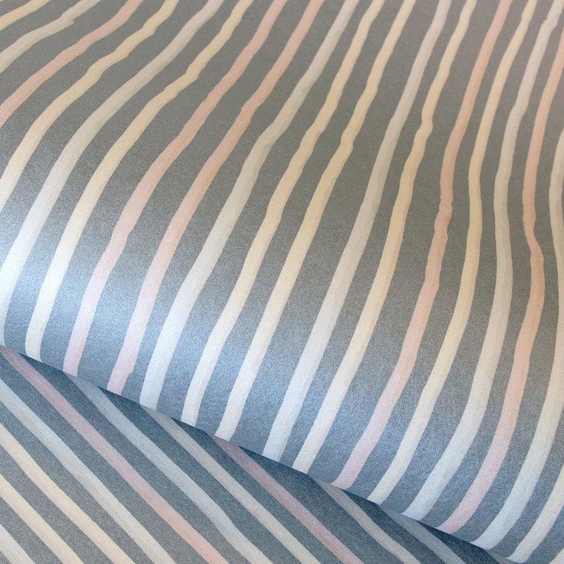 Alecxander Smooth Glitter Stripes 10.05m x 53cm Wallpaper Roll, Dark Blue
