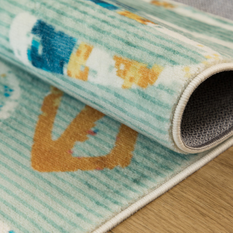 Tapis lavable à la machine Baseball Sportsglyphs II de Katie Merz, Rectangle 5 pi x 7 pi