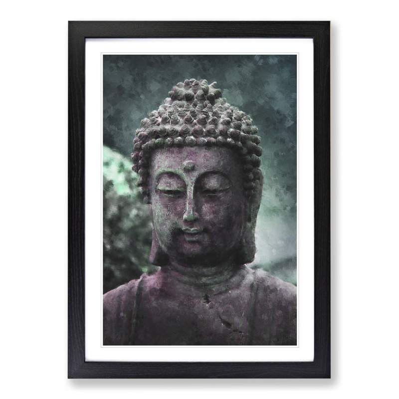 Buddha Statue Vol.1 - Picture Frame Painting, 65cm H x 48cm W x 2cm D, Black