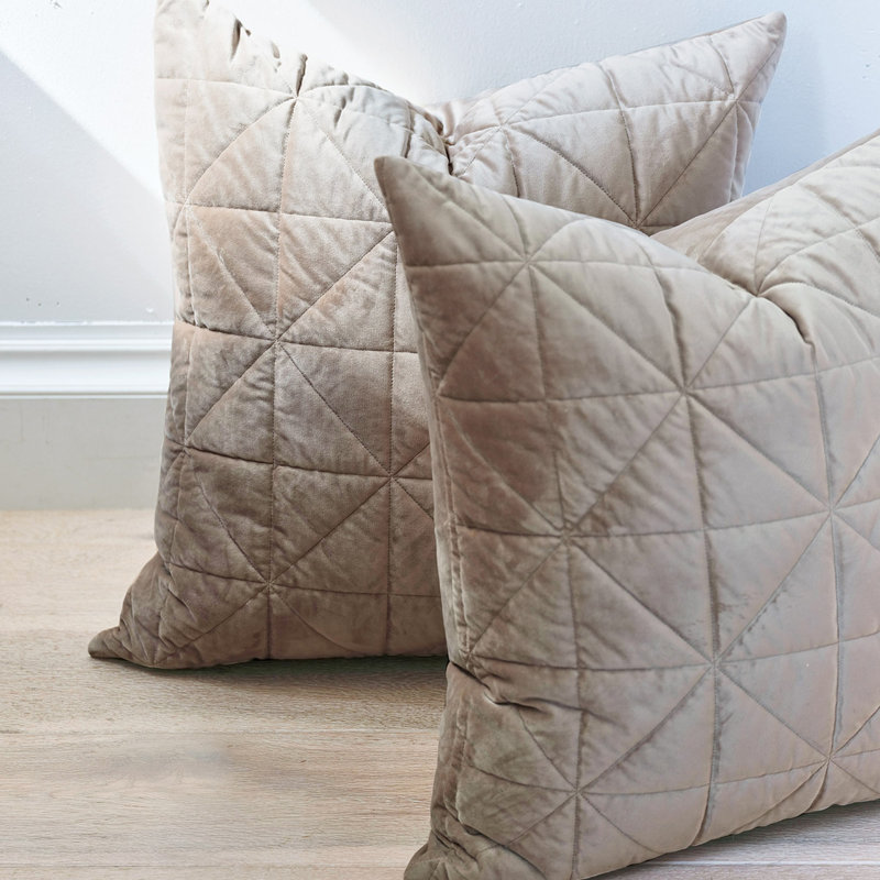 Nova Quilted Velvet Sham, Euro , Fawn